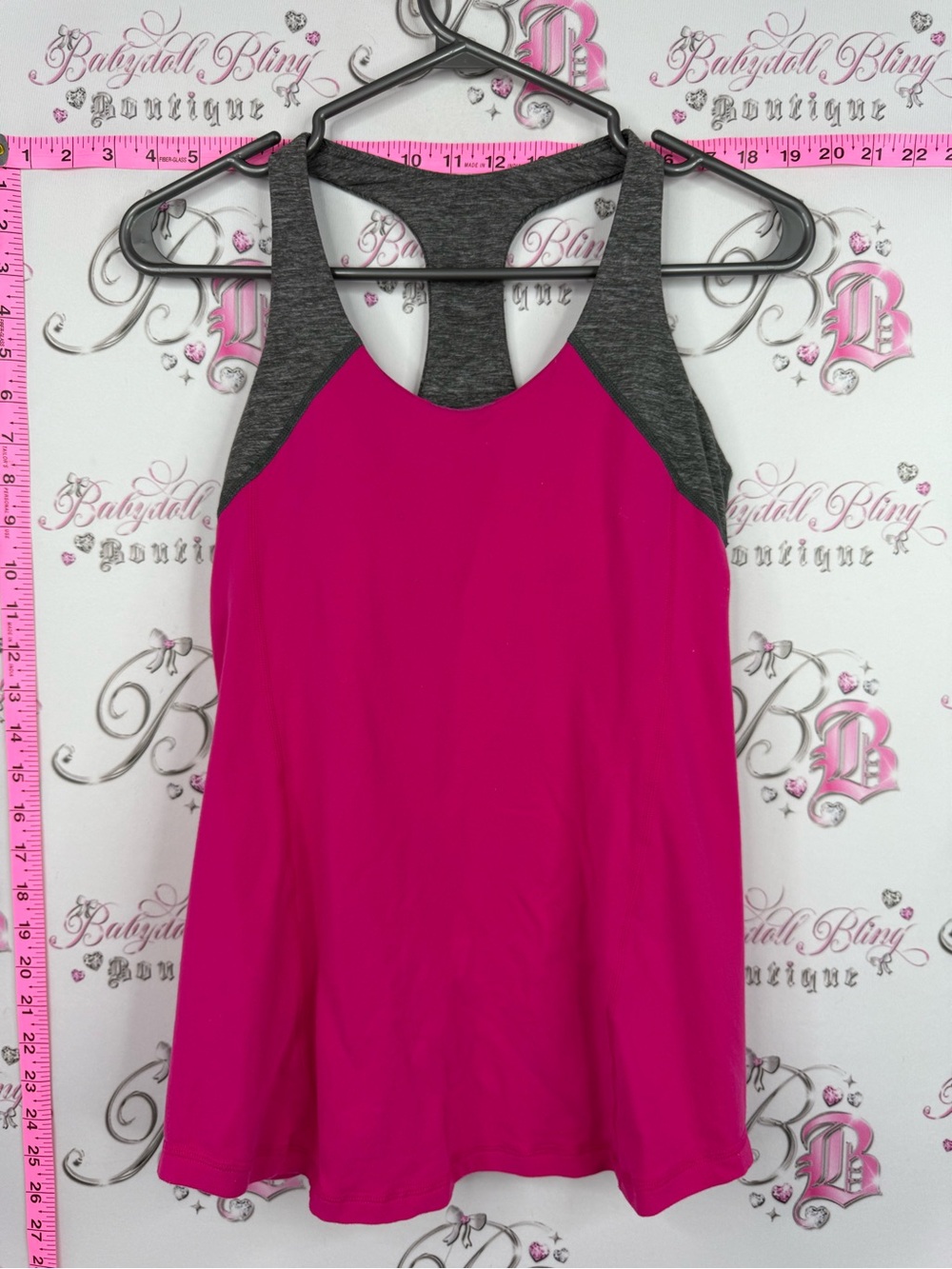 lululemon athletica tank top y2k Fuchsia Tank with Heather Gray Racerback